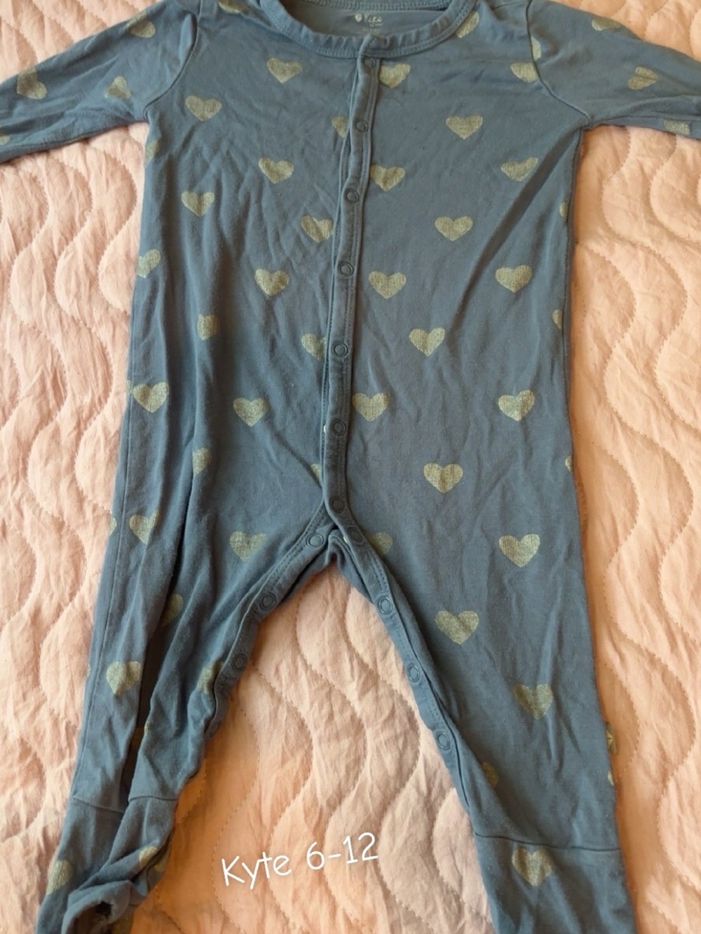Kyte Baby Blue Heart Footless One-Piece for Kids 6-12